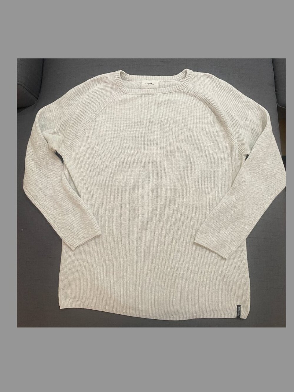 Zara Boys Light Gray Ribbed Cotton Knit Raglan Sweater Size 13-14 Yrs / 164cm